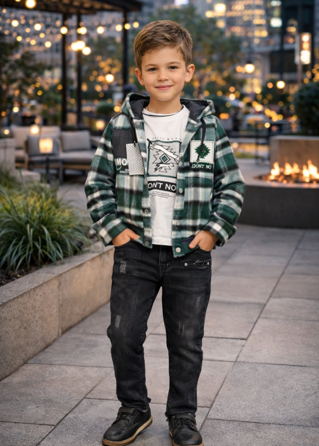 3512 طقم صبياني جوخ كارو - زيتي