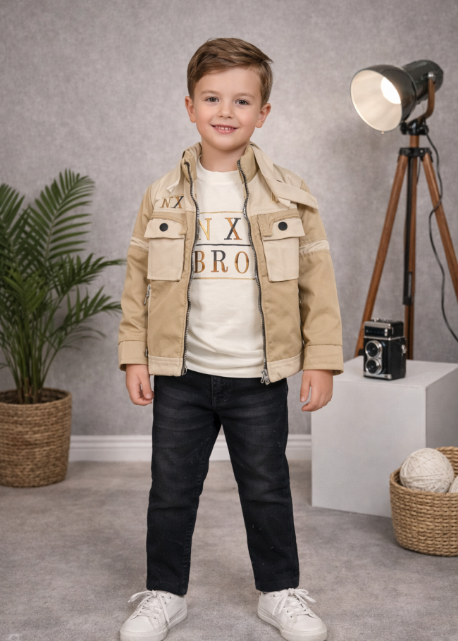 3513 طقم ولادي برشوت  - بيج