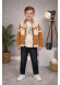 طقم ولادي كاجوال 3 قطع مع جاكيت عصري 3513  - عسلي