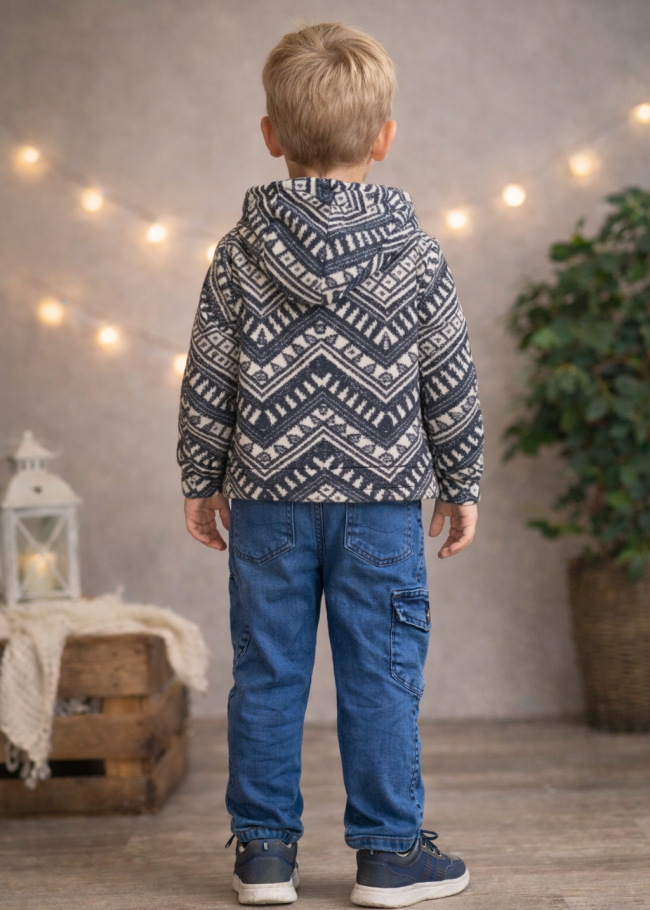 3515 طقم ولادي قميص جوخ - كحلي