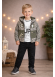 طقم صبياني ثلاث قطع جاكيت جوخ وبنطال كارجو 3515 - زيتي
