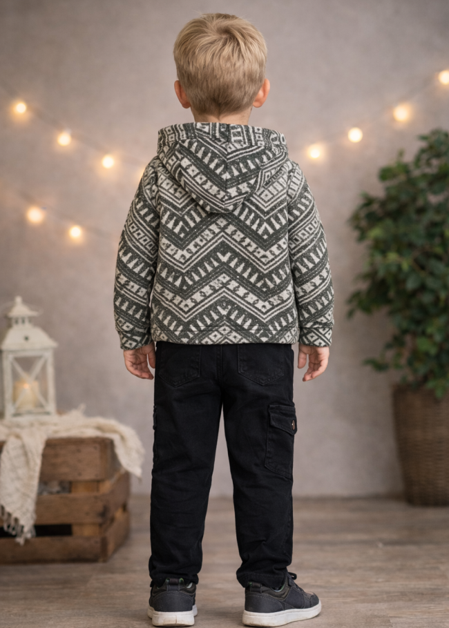 3515 طقم ولادي قميص جوخ - زيتي