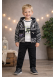 طقم صبياني ثلاث قطع جاكيت جوخ وبنطال كارجو 3515 - اسود