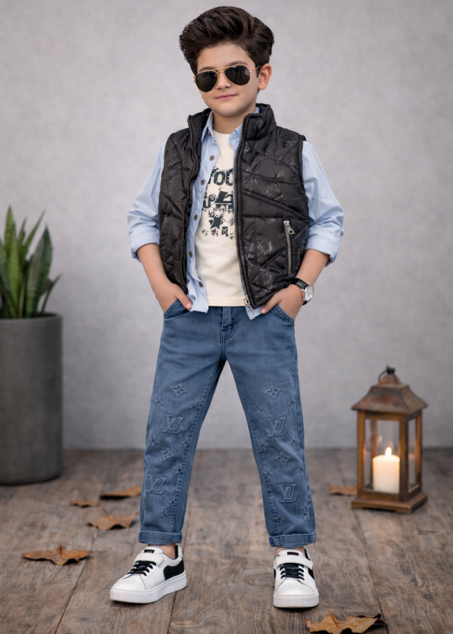 3518 طقم ولادي 4 قطع - كحلي