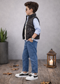 طقم ولادي كاجوال 4 قطع 3518 - كحلي