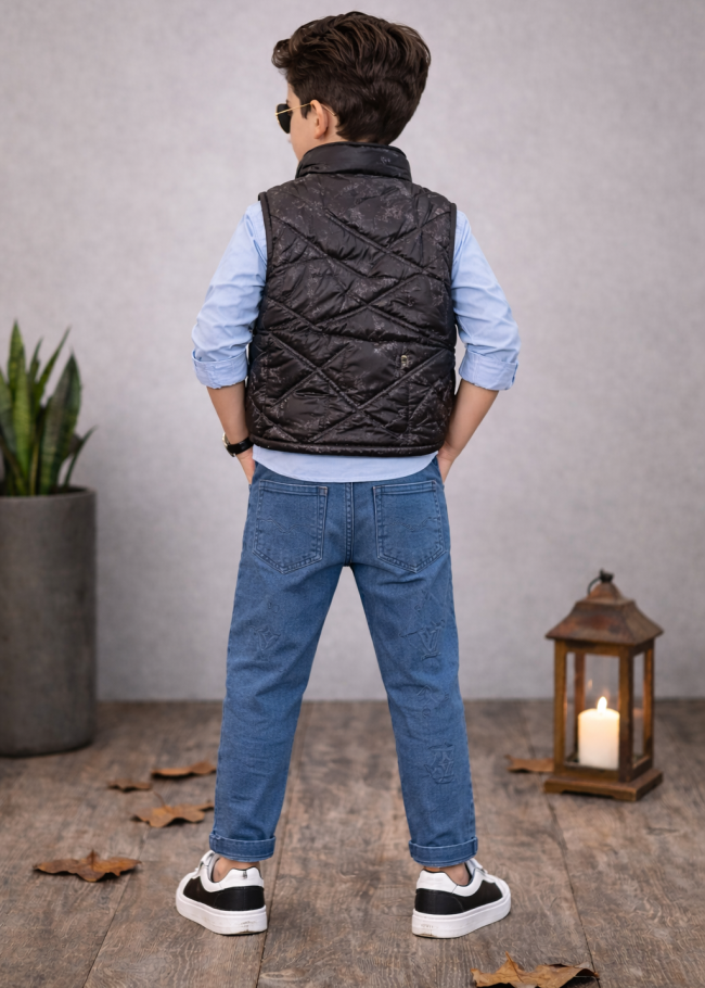 3518 طقم ولادي 4 قطع - كحلي