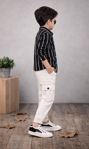 طقم ولادي كاجوال 3 قطع 3521  - اسود