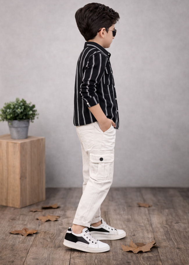 3521 طقم صبياني  - اسود