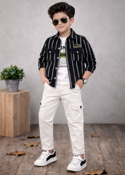 طقم ولادي كاجوال 3 قطع 3521  - اسود