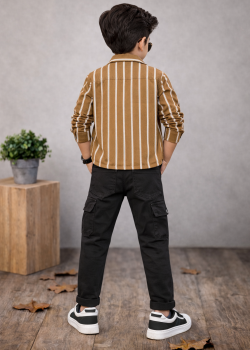 طقم ولادي كاجوال 3 قطع 3521  - عسلي