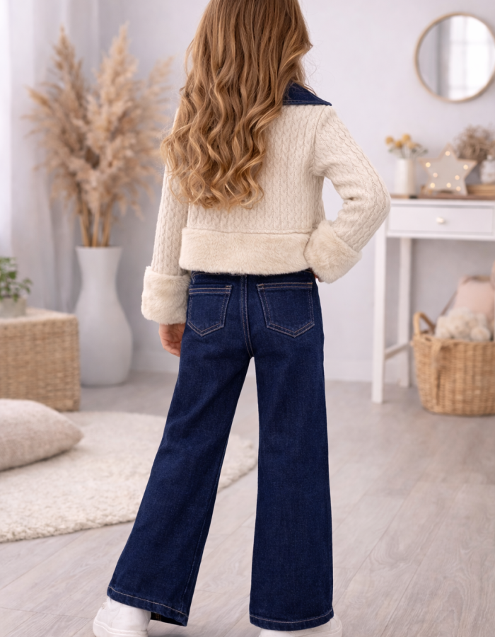 3528 طقم جينز بناتي  - Mausgrau