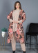 3Lü Takım Baskılı Şifon Hırka , Tunik , Pantalon kod  4052 Bej