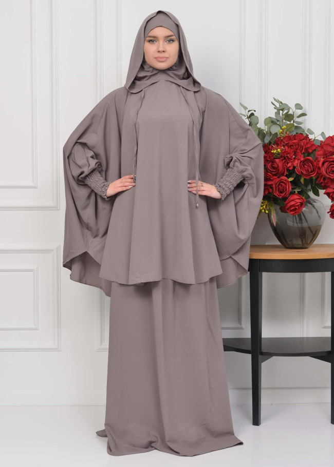 Muslim Hijab Dresses For Women -Standard Size Hooded Veiled Sheet 824 - light brown