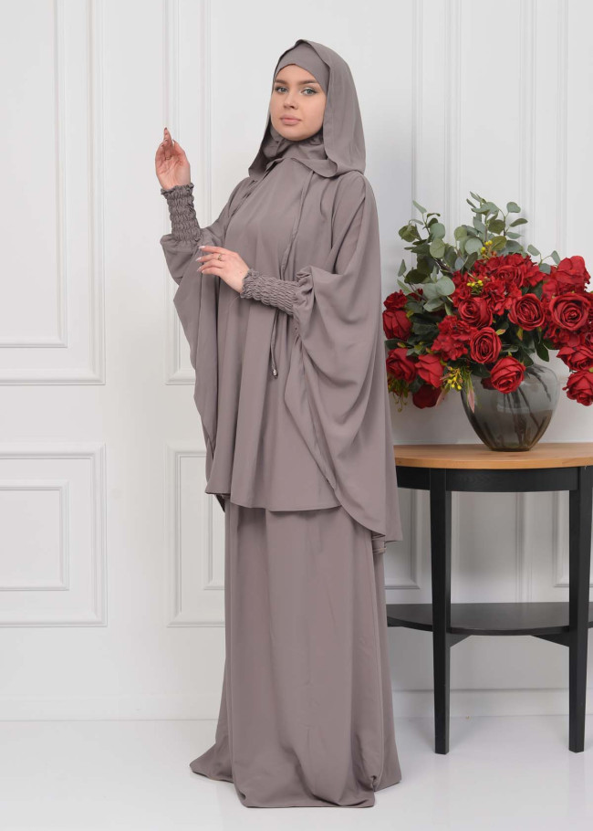 Muslim Hijab Dresses For Women -Standard Size Hooded Veiled Sheet 824 - light brown