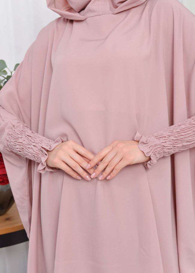 Muslim Hijab Dresses For Women -Standard Size Hooded Veiled Sheet 824 Pembe