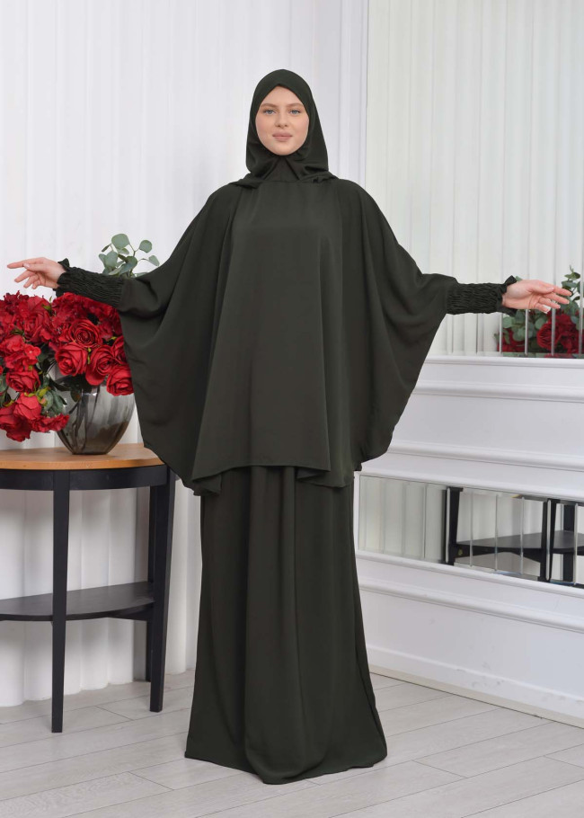 Muslim Hijab Dresses For Women -Standard Size Hooded Veiled Sheet 824 kuyu haki