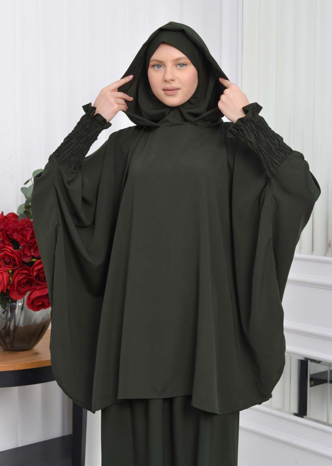 Muslim Hijab Dresses For Women -Standard Size Hooded Veiled Sheet 824 kuyu haki