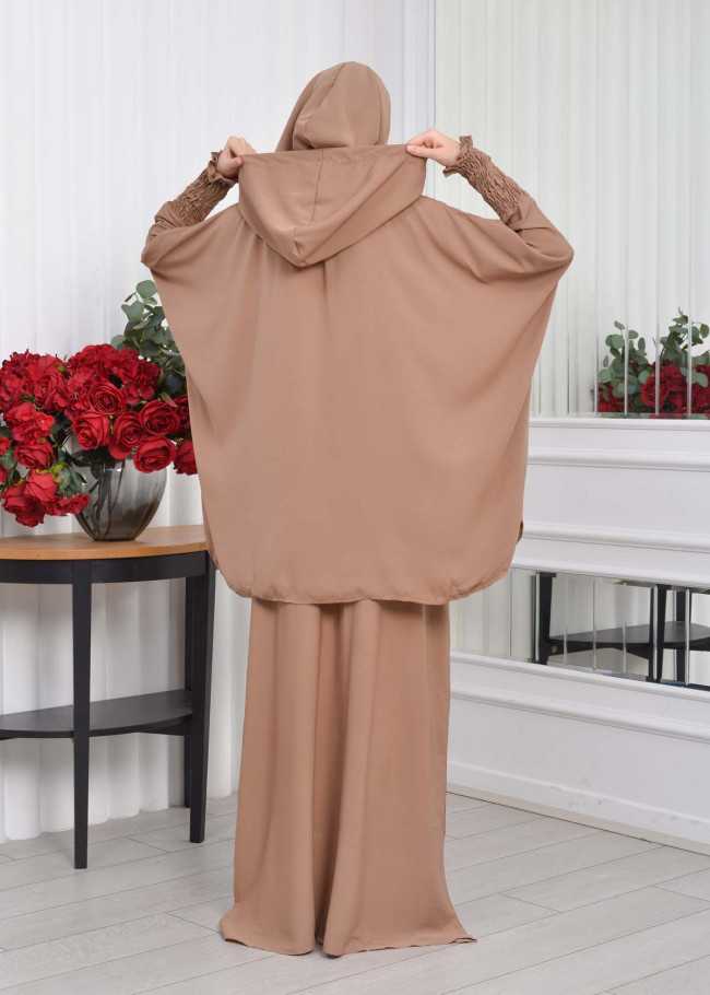 Muslim Hijab Dresses For Women -Standard Size Hooded Veiled Sheet 824 tahini