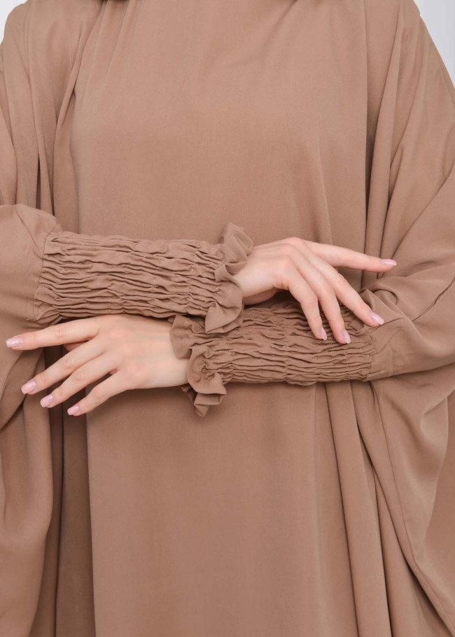 Muslim Hijab Dresses For Women -Standard Size Hooded Veiled Sheet 824 tahini
