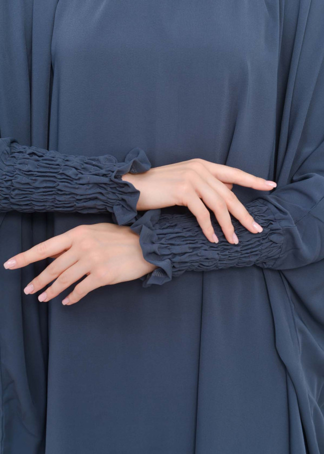 Muslim Hijab Dresses For Women -Standard Size Hooded Veiled Sheet 824 koyu gri