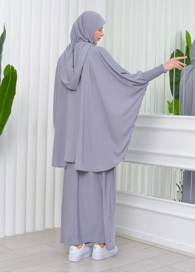 Muslim Hijab Dresses For Women -Standard Size Hooded Veiled Sheet 824 Gri