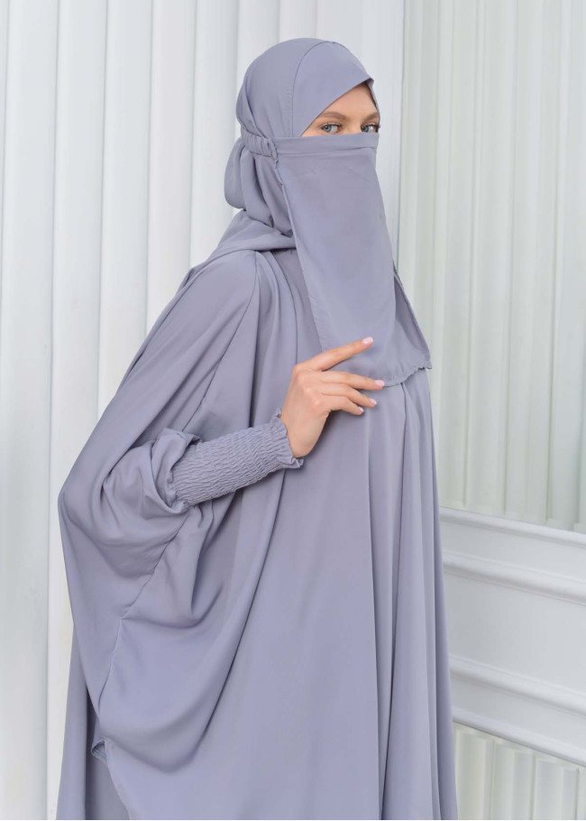Muslim Hijab Dresses For Women -Standard Size Hooded Veiled Sheet 824 Gri