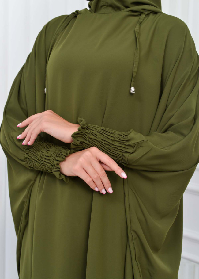 Muslim Hijab Dresses For Women -Standard Size Hooded Veiled Sheet 824 Yeşil
