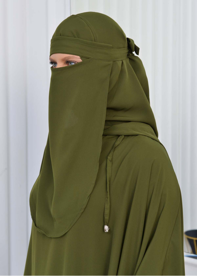 Muslim Hijab Dresses For Women -Standard Size Hooded Veiled Sheet 824 Yeşil