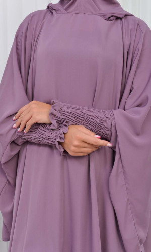 سدال شرعي طويل مع كبشون 3 قطع (شرشف,جلباب شرعي ) 824 - ليلك