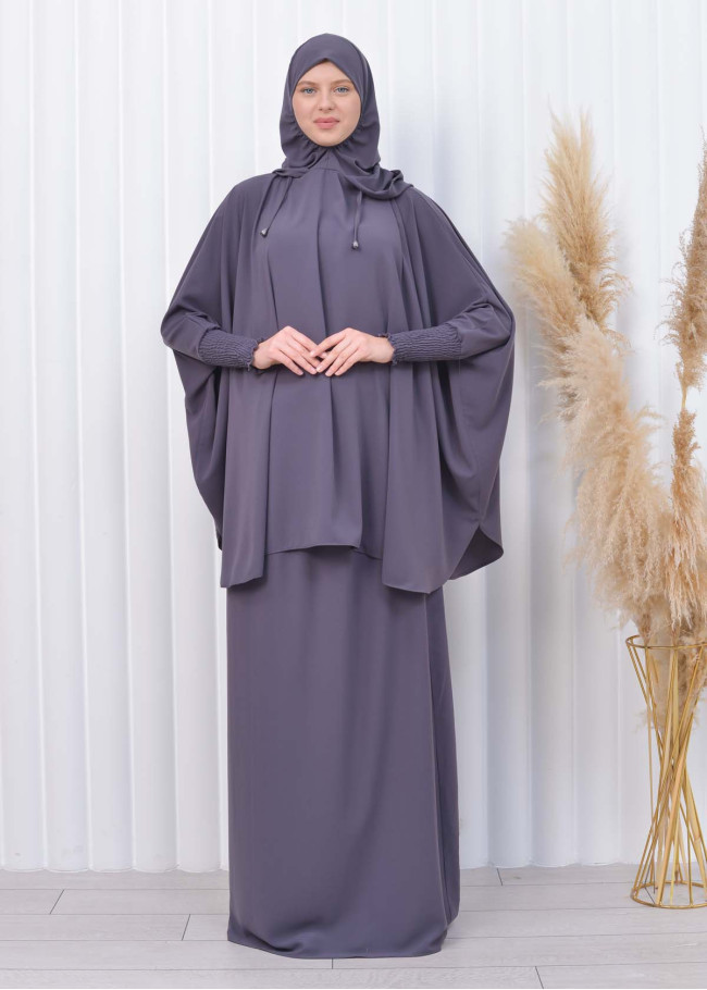 Muslim Hijab Dresses For Women -Standard Size Hooded Veiled Sheet 824 Antrasit