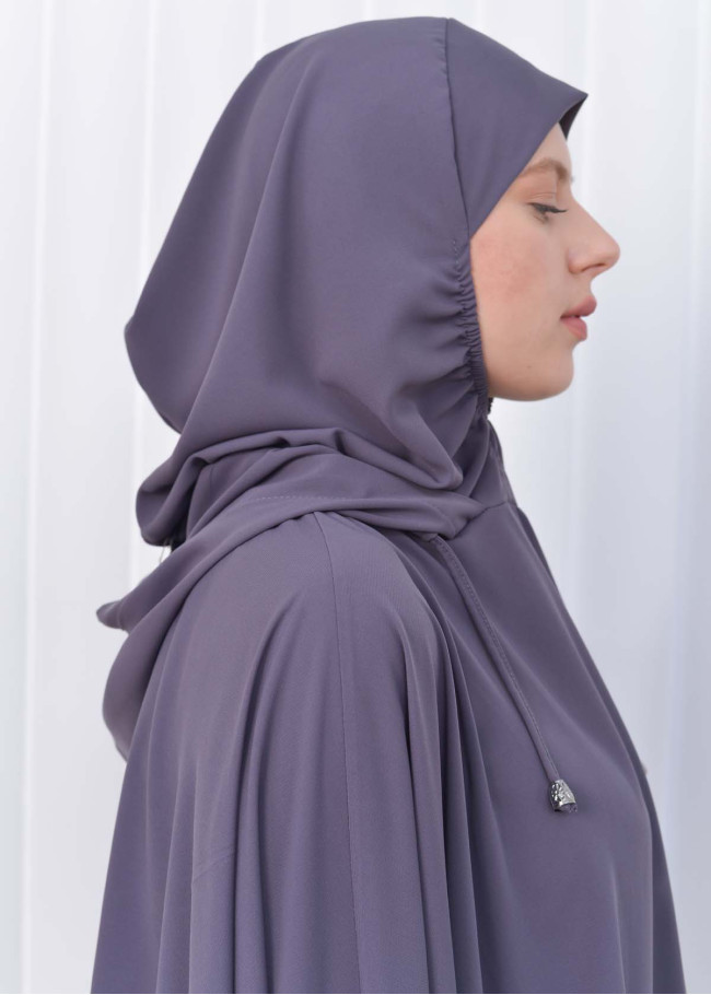 Muslim Hijab Dresses For Women -Standard Size Hooded Veiled Sheet 824 Antrasit