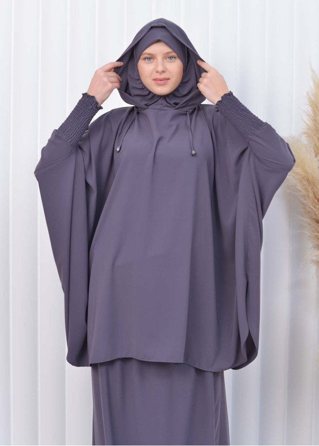 Muslim Hijab Dresses For Women -Standard Size Hooded Veiled Sheet 824 Antrasit