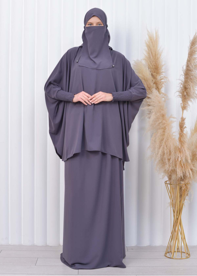 Muslim Hijab Dresses For Women -Standard Size Hooded Veiled Sheet 824 Antrasit