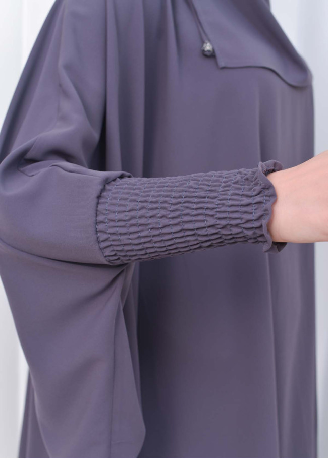 Muslim Hijab Dresses For Women -Standard Size Hooded Veiled Sheet 824 Antrasit