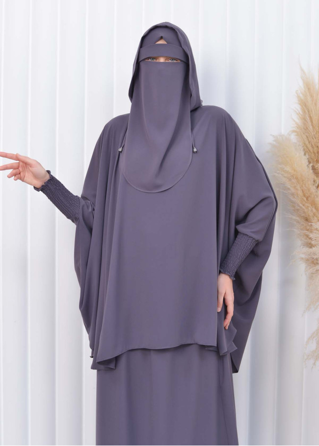 Muslim Hijab Dresses For Women -Standard Size Hooded Veiled Sheet 824 Antrasit