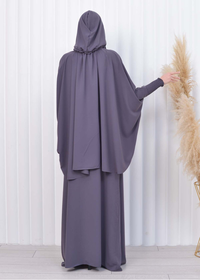 Muslim Hijab Dresses For Women -Standard Size Hooded Veiled Sheet 824 Antrasit