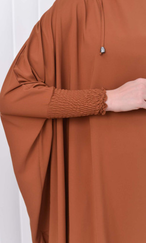 سدال شرعي طويل مع كبشون 3 قطع (شرشف,جلباب شرعي ) 824 - ترابي