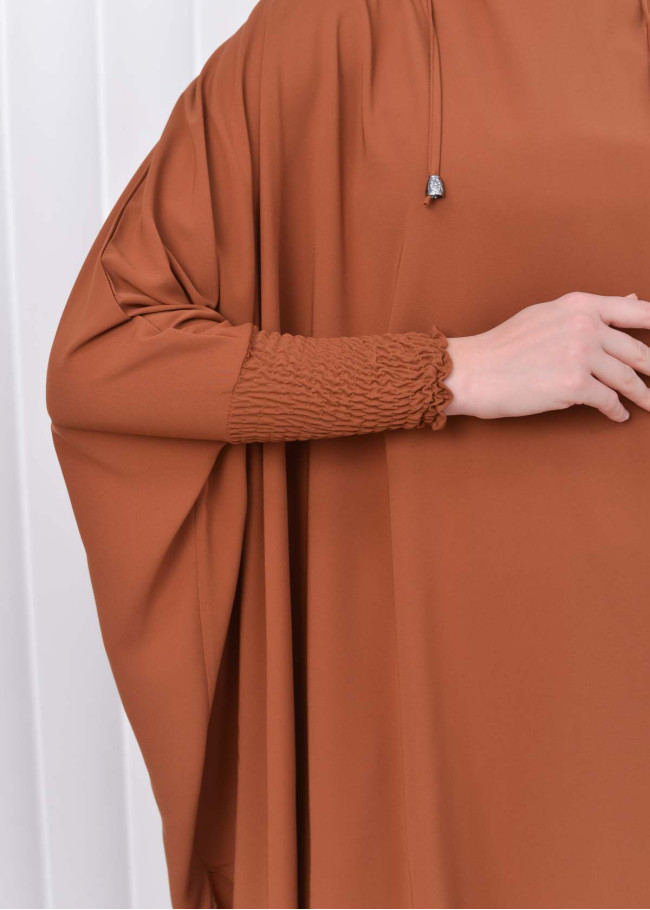 3lü-Takım tesettür çarçaf kapşonlu standart beden 824 taba