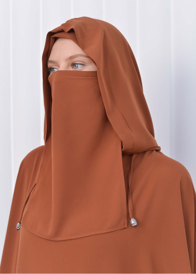 3lü-Takım tesettür çarçaf kapşonlu standart beden 824 taba