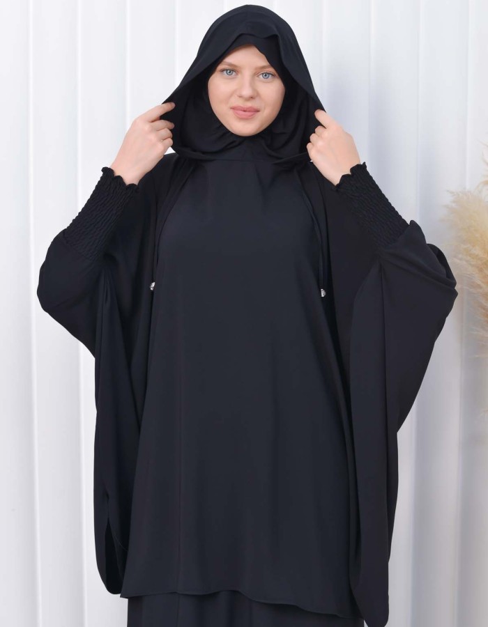 سدال شرعي طويل مع كبشون 3 قطع (شرشف,جلباب شرعي ) 824 Siyah