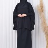 سدال شرعي طويل مع كبشون 3 قطع (شرشف,جلباب شرعي ) 824 Siyah