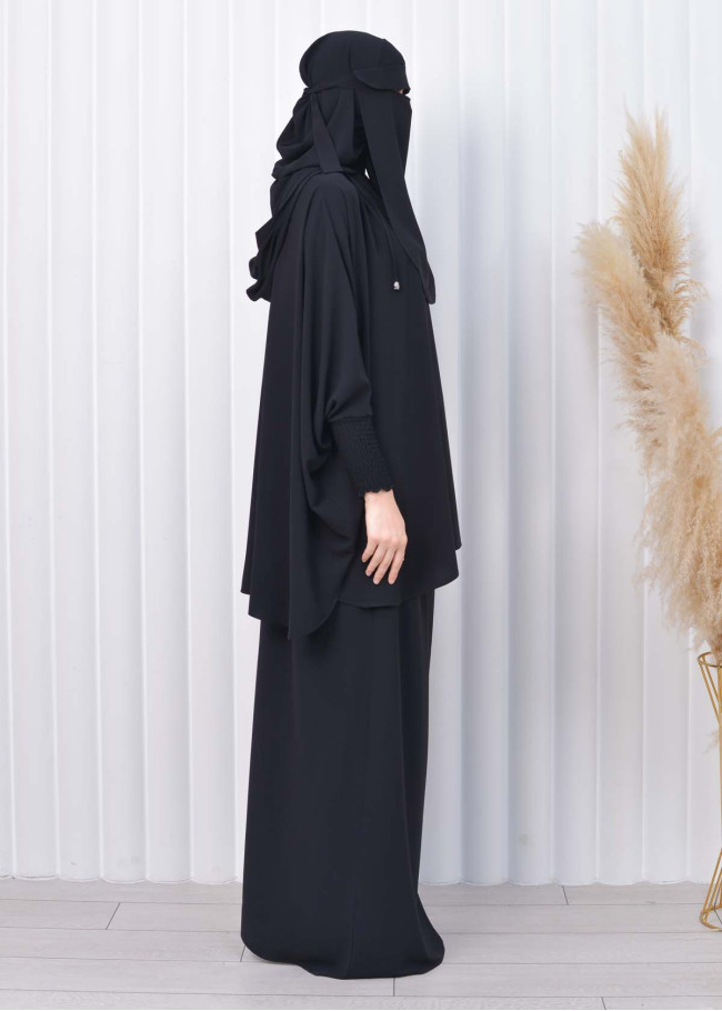 Muslim Hijab Dresses For Women -Standard Size Hooded Veiled Sheet 824 Siyah