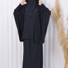 سدال شرعي طويل مع كبشون 3 قطع (شرشف,جلباب شرعي ) 824 Siyah