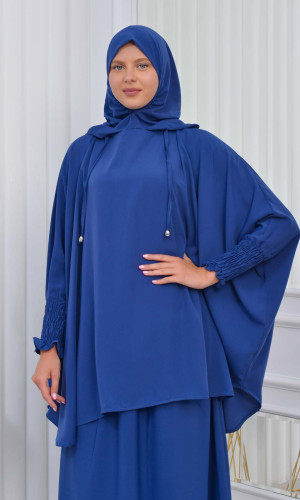Muslim Hijab Dresses For Women -Standard Size Hooded Veiled Sheet 824 - Meeresblau