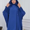 سدال شرعي طويل مع كبشون 3 قطع (شرشف,جلباب شرعي ) 824 deniz mavisi