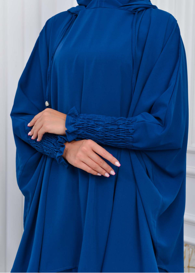 Muslim Hijab Dresses For Women -Standard Size Hooded Veiled Sheet 824 deniz mavisi