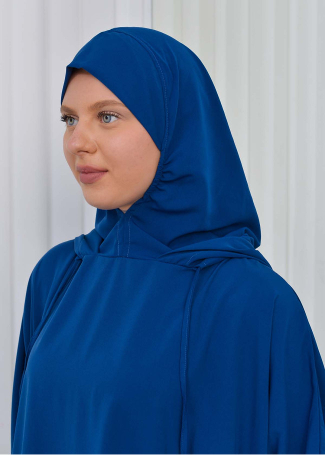 Muslim Hijab Dresses For Women -Standard Size Hooded Veiled Sheet 824 deniz mavisi