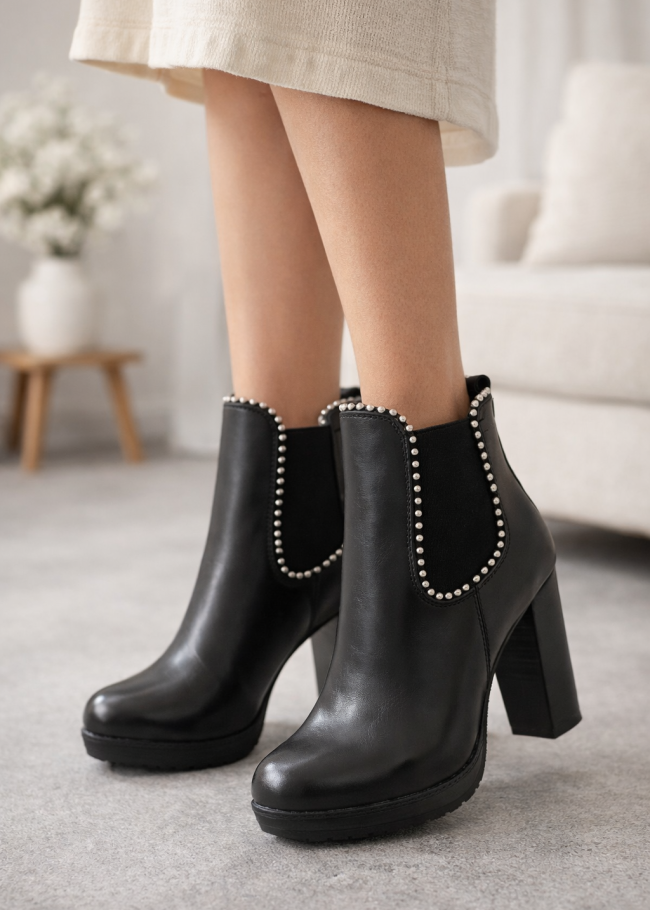 6300 حذاء نسائي جلد - اسود