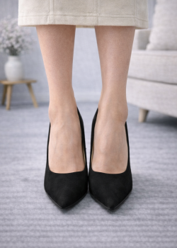 Classic Suede Stiletto Pumps 6302 - black