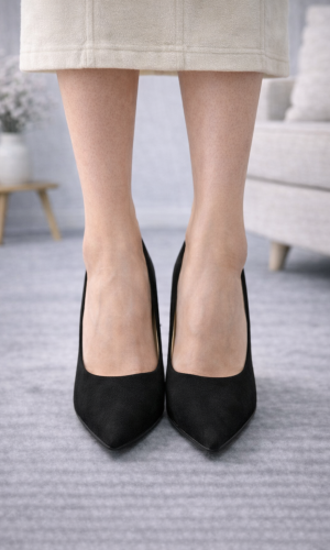 حذاء كعب عالي شامواه كلاسيكي 6302 - اسود